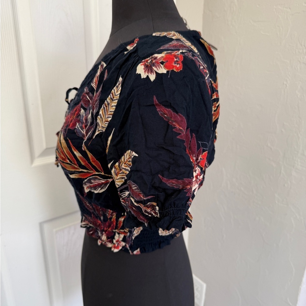 Patrons of Peace floral black crop top - Picture 2 of 5